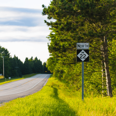 M22 Highway sign near the side of the road